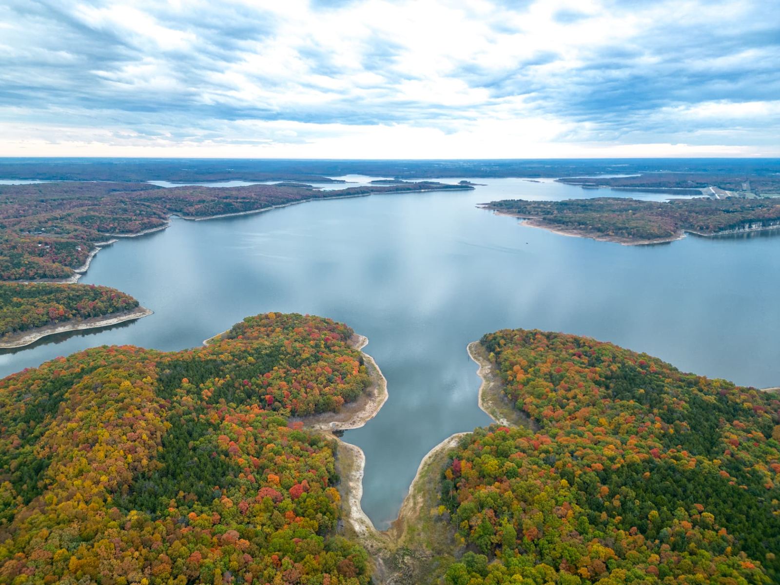 Aerial view of a Missouri lake