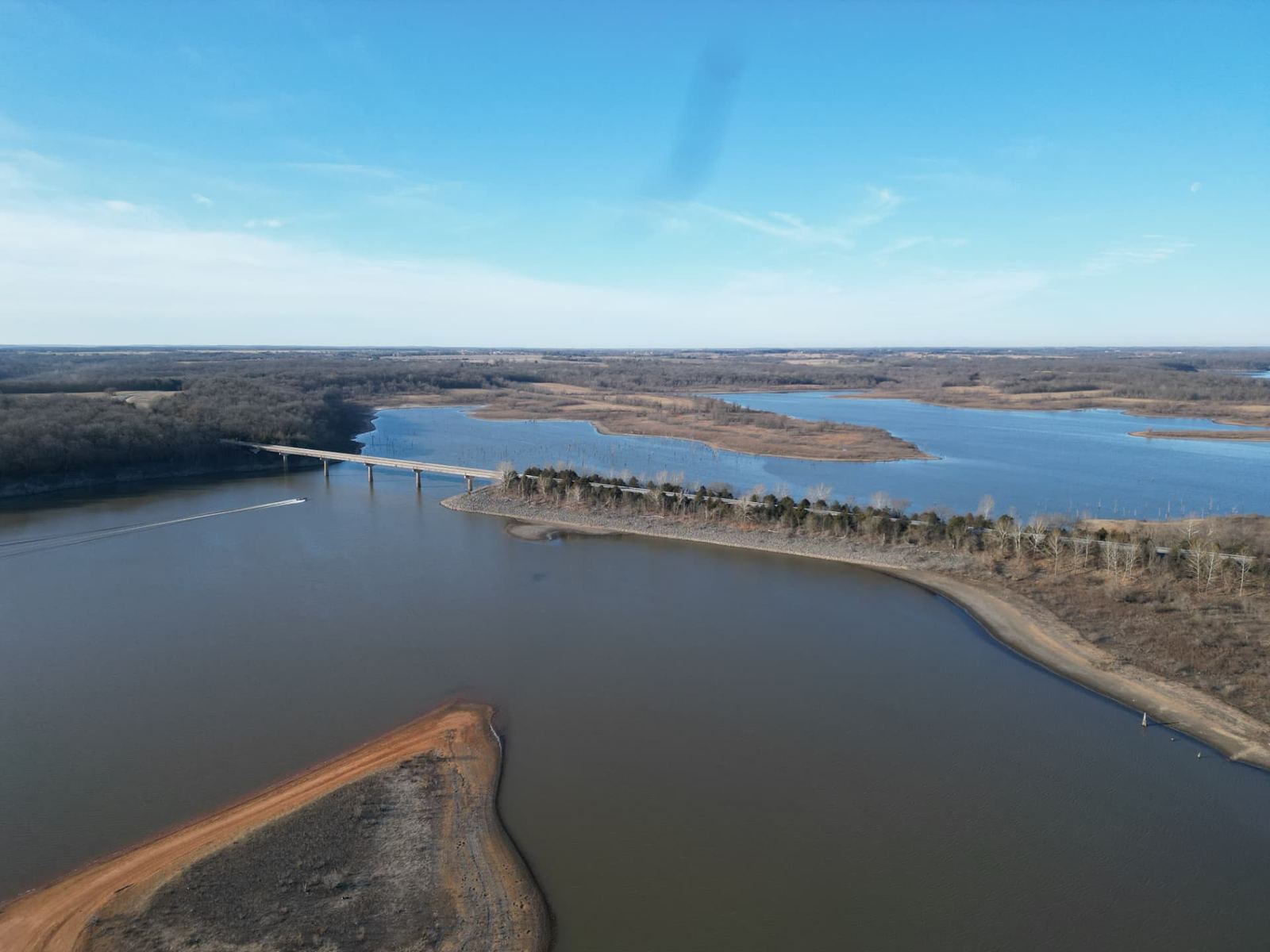 Aerial view of a Missouri lake